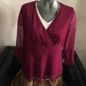 Sheer magenta blouse
